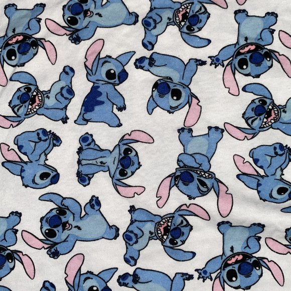 New Disney Lilo and Stitch Womens XL Crop Top Shirt White Blue Drawstring Sides - Picture 2 of 5